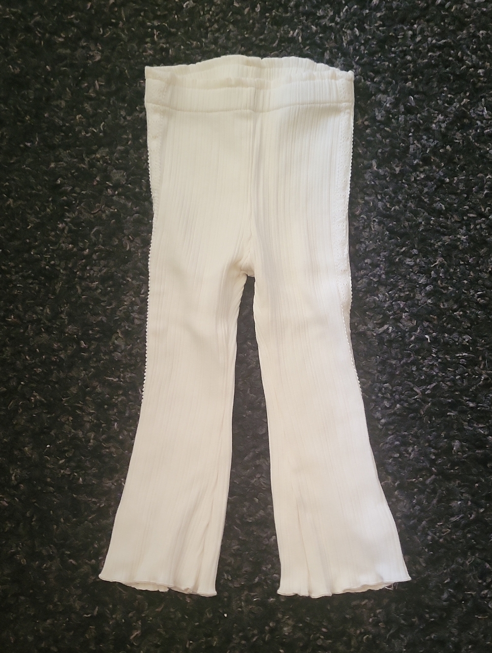 Zara White Ribbed Flared Leggings for Kids